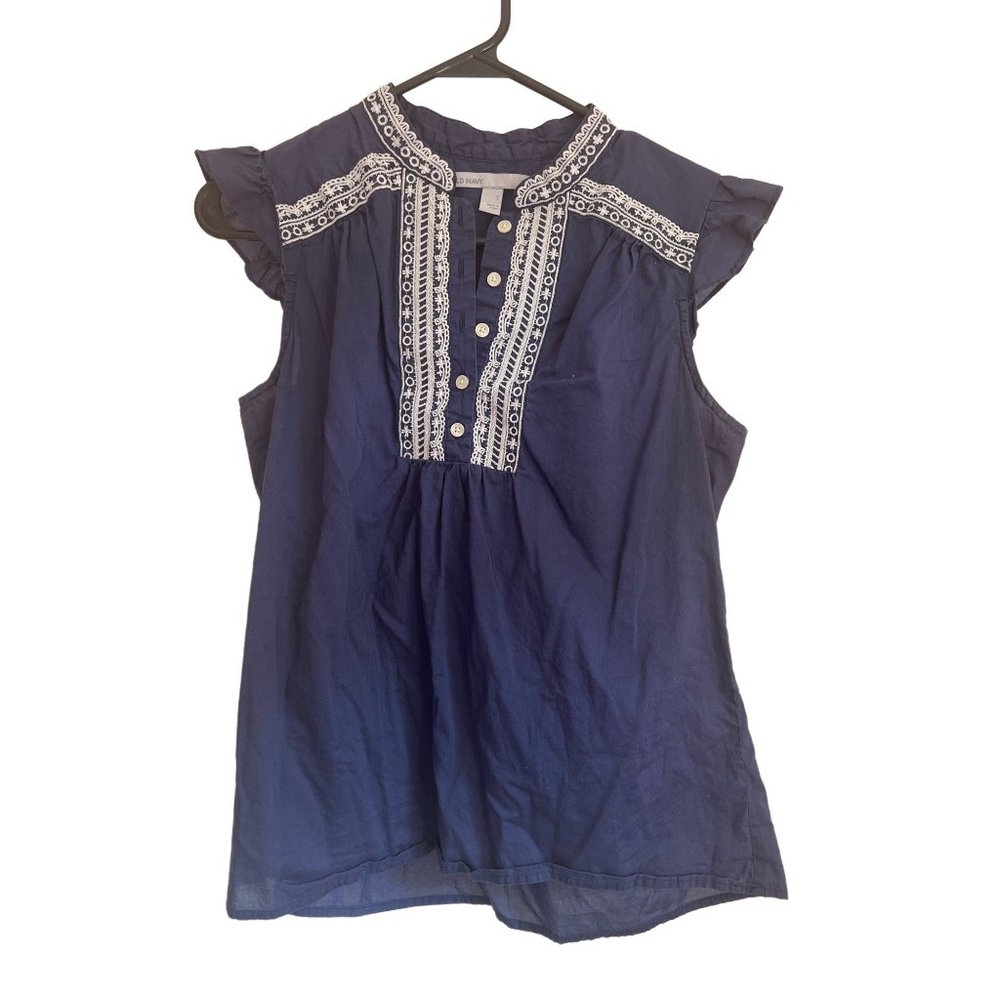 Old Navy S Blue Boho Cap Sleeve Tank Top